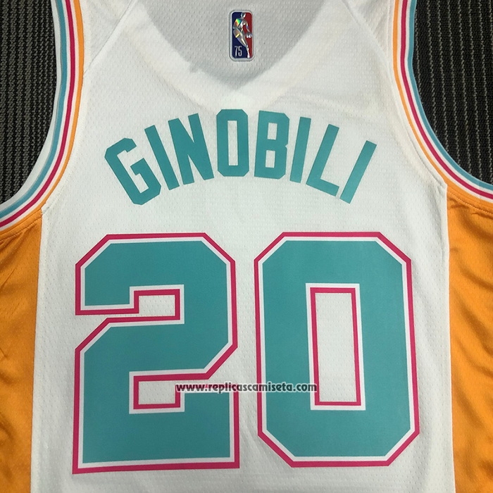 Camiseta San Antonio Spurs Manu Ginobili #20 Ciudad 2021-22 Blanco